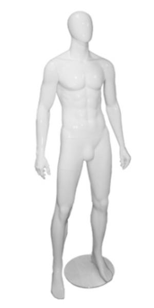 Мужской абстрактный манекен в полный рост \ G-17, Белый глянцевый