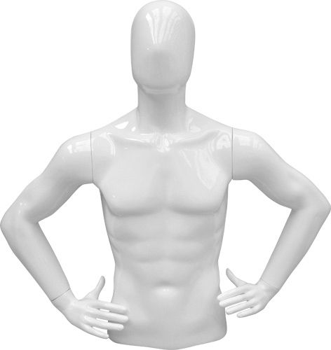 Торс мужской укороченный (с головой) \ C-21, Белый глянцевый