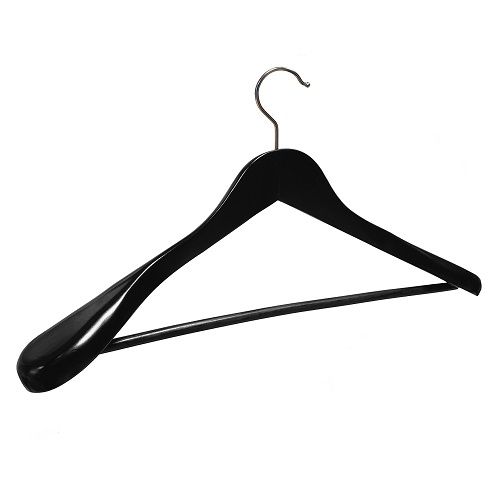 Вешалки-плечики для одежды деревянные (с перекладиной), Черный \ H6-55
