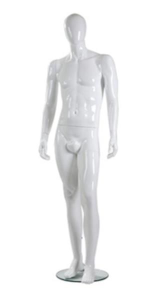 Мужской абстрактный манекен в полный рост \ G-01, Белый глянцевый