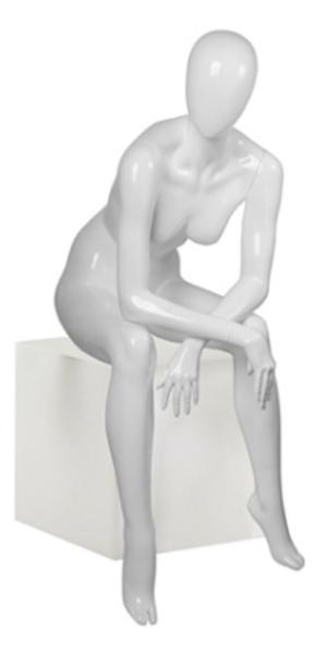 Женский абстрактный сидячий манекен \ G-09, Белый глянцевый