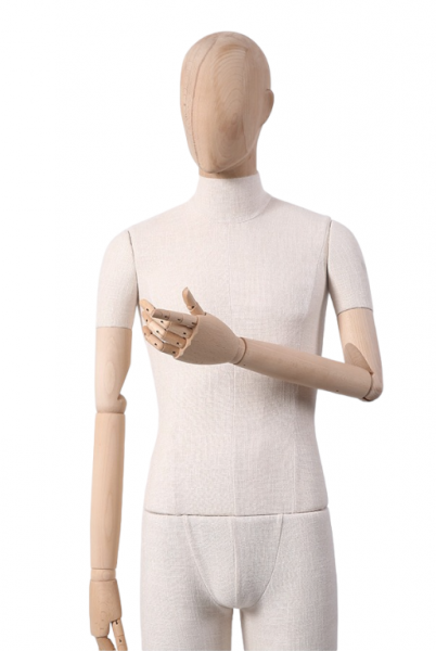 Мужской манекен, обтянутый тканью, с деревянными руками \ ymy-zm-1