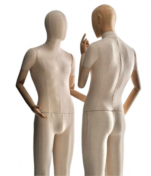 Мужской манекен, обтянутый тканью, с деревянными руками \ ymy-zm-1
