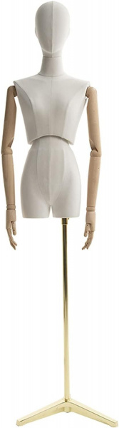 Женский манекен-торс, обтянутый тканью, с деревянными руками \ YMY-011-15