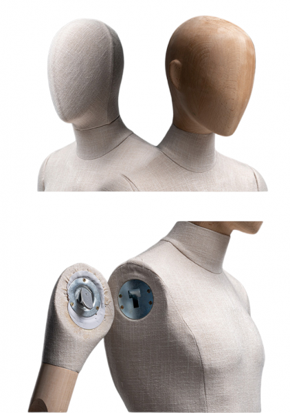 Мужской манекен, обтянутый тканью, с деревянными руками \ ymy-zm-4