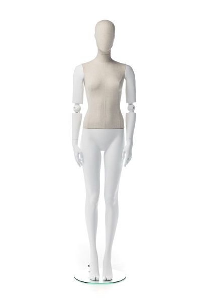Женский манекен с обтяжкой тканью и шарнирными руками \ EBF-1