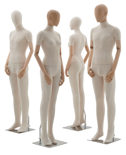 Мужской манекен, обтянутый тканью, с деревянными руками \ ymy-zm-4