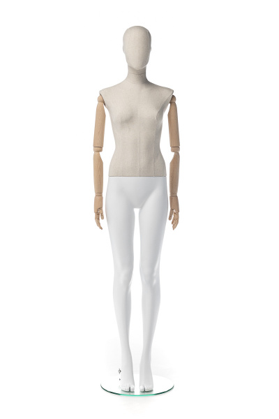 Женский абстрактный манекен с обтяжкой тканью и деревянными руками \ CBF-1YA